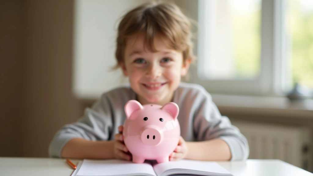 Enfant tenant un tirelire ou un carnet d'épargne, montrant le concept de gestion budgétaire simple